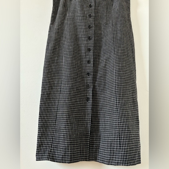 Ann Taylor LOFT 100% Linen Black and White Check Midi Dress - Size 6 - Picture 9 of 9